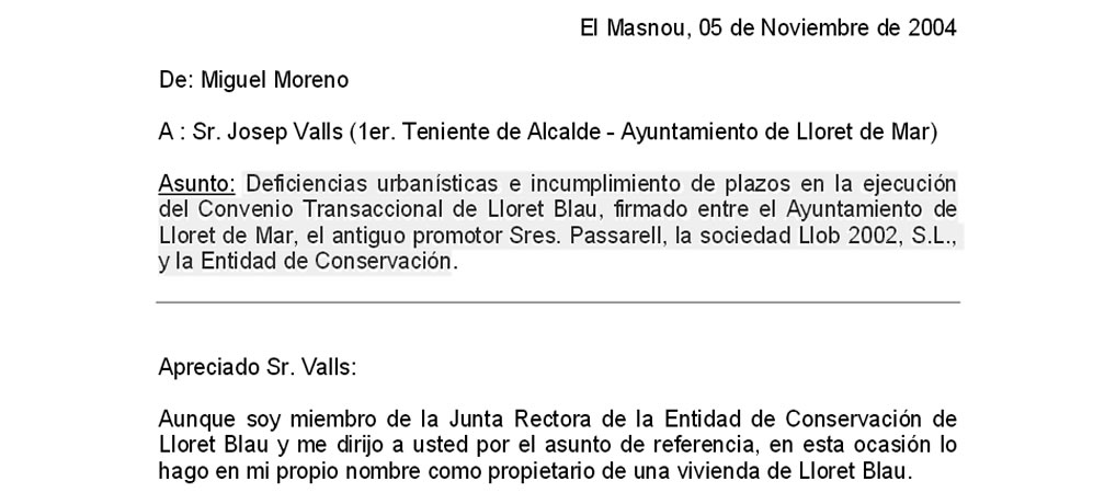 Escrit de deficiències urbanístiques