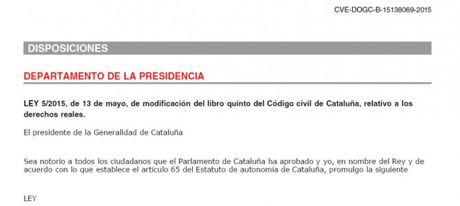 Llei de modificació de drets reals del Codi civil de Catalunya