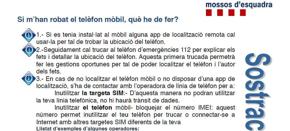 Guía de actuación en caso de sustracción de teléfonos móviles