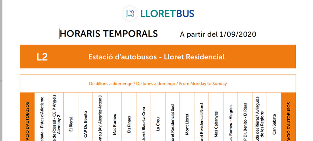 Nou horari de la línia 2 de bus urbà