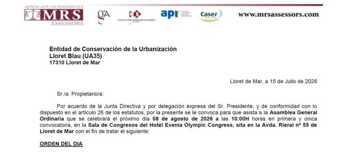 Convocatoria Asamblea General 2026