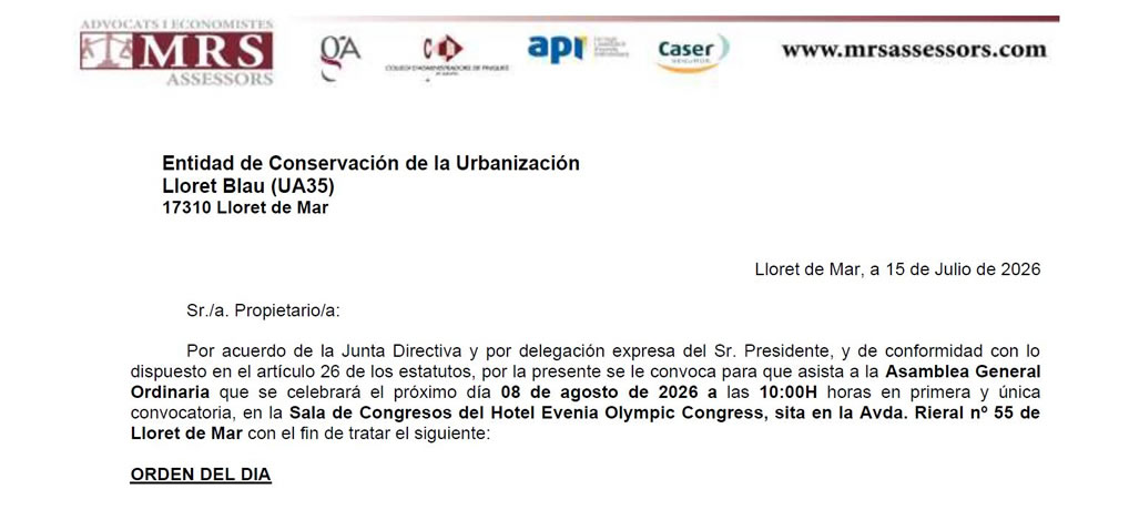 Convocatoria Asamblea General 2026 Convocatoria Asamblea General 2026